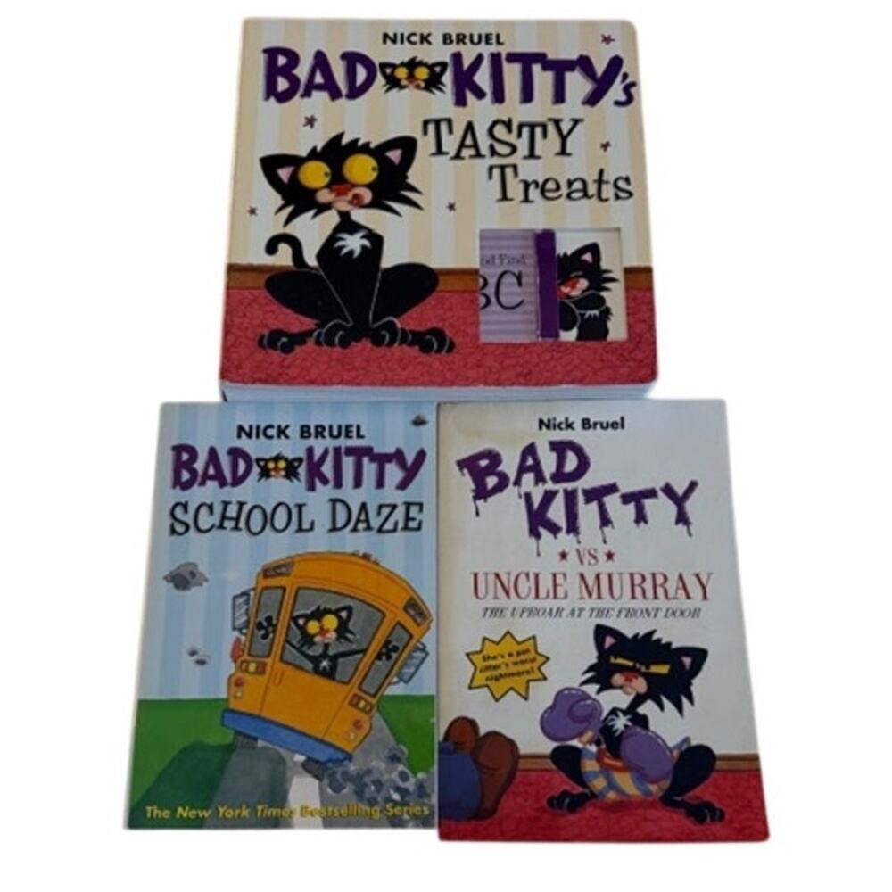 Bad Kitty Book Lot 3 Nick Bruel 1 Hardcover School Daze Uncle Murray